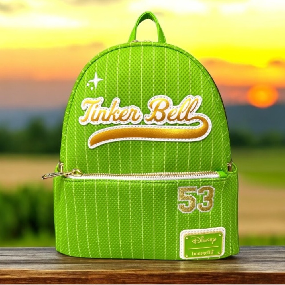 Loungefly Disney Team Tinker Bell Jersey Mini Backpack NWT